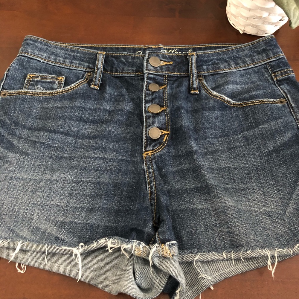 Denim Button Front Shorts | Size 4
